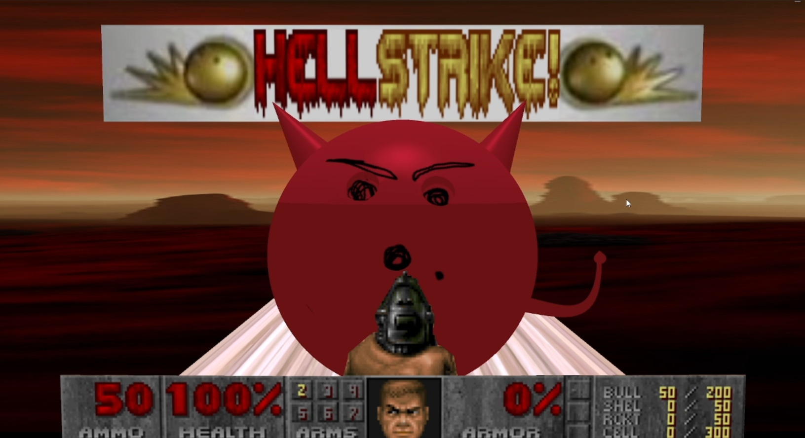 The Devil Bowling Ball delivering a Hellstrike on a row of bowling pins